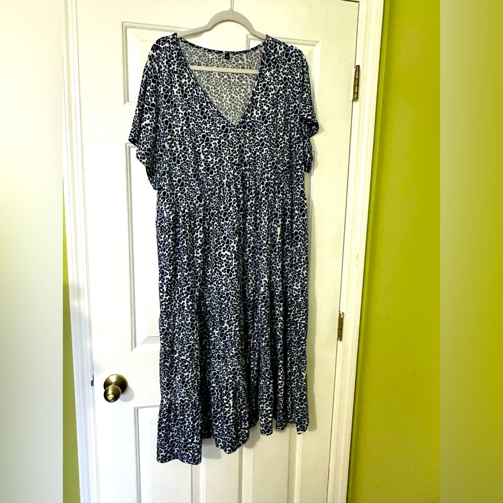 Blue Leopard Print Dress